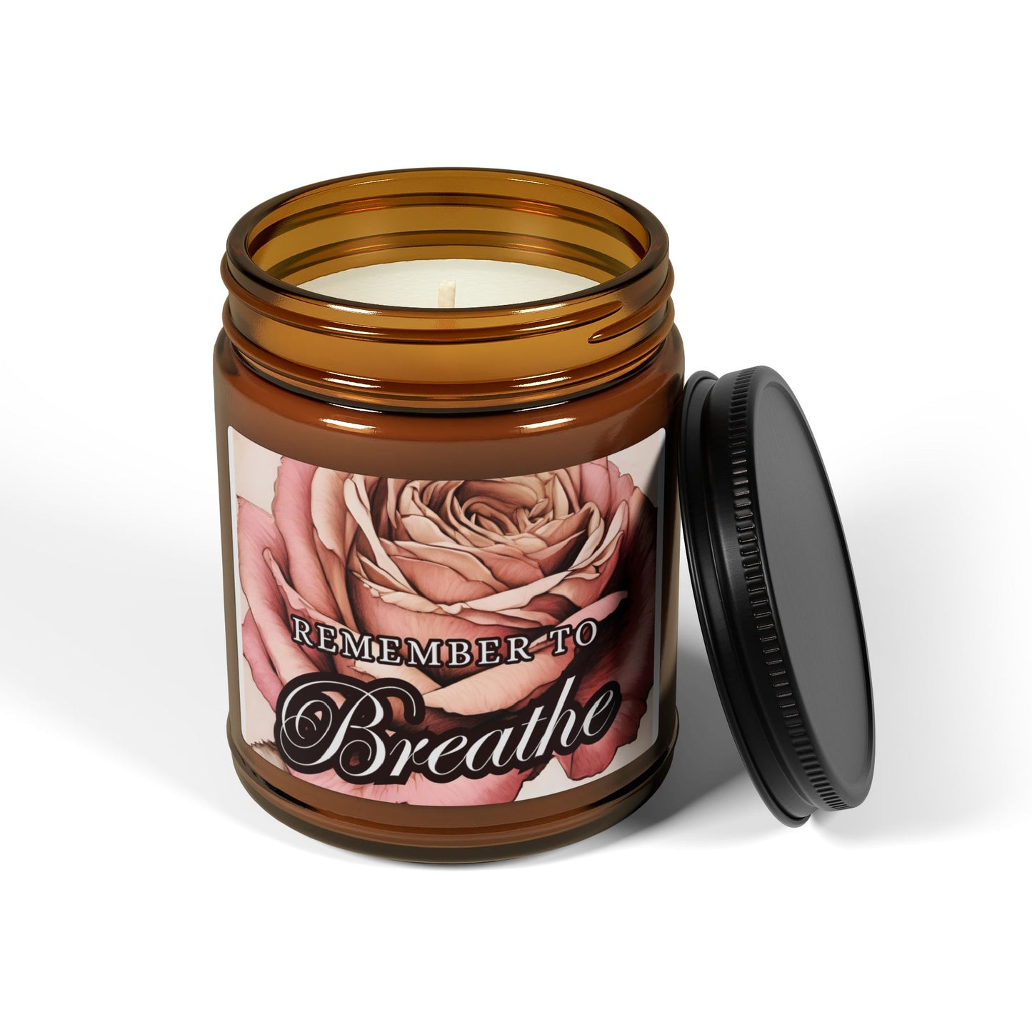 REMEMBER to BREATHE Scented Soy Candle (Multi-Size, Amber Jar)