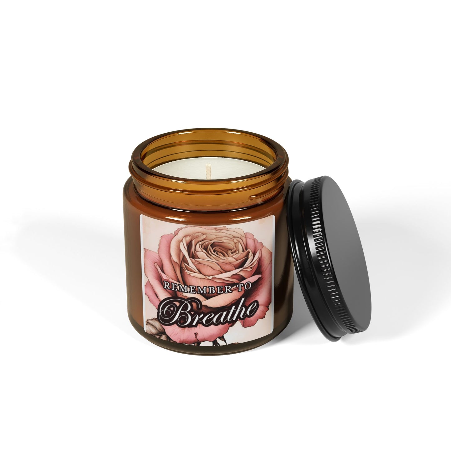 REMEMBER to BREATHE Scented Soy Candle (Multi-Size, Amber Jar)