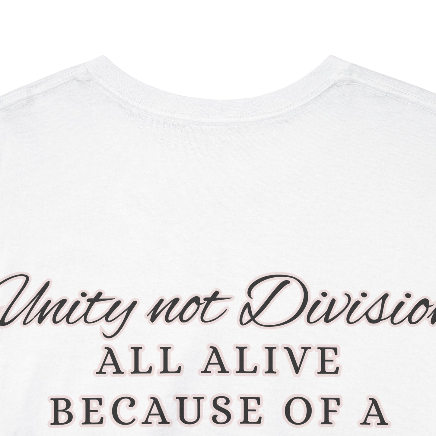 UNITY not DIVISION - ALL ALIVE BECAUSE OF A WOMAN'S WOMB Unisex Cotton Tee