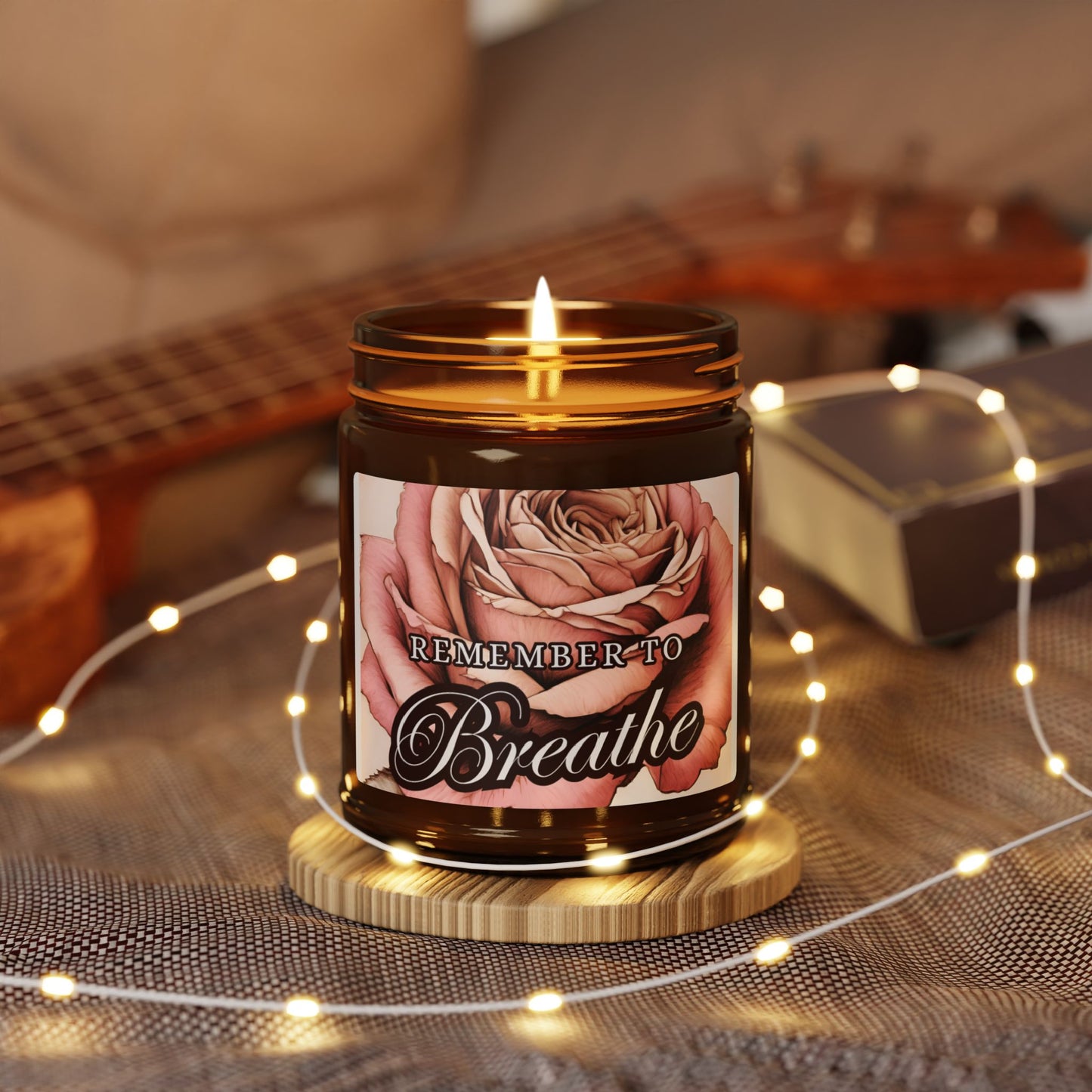 REMEMBER to BREATHE Scented Soy Candle (Multi-Size, Amber Jar)