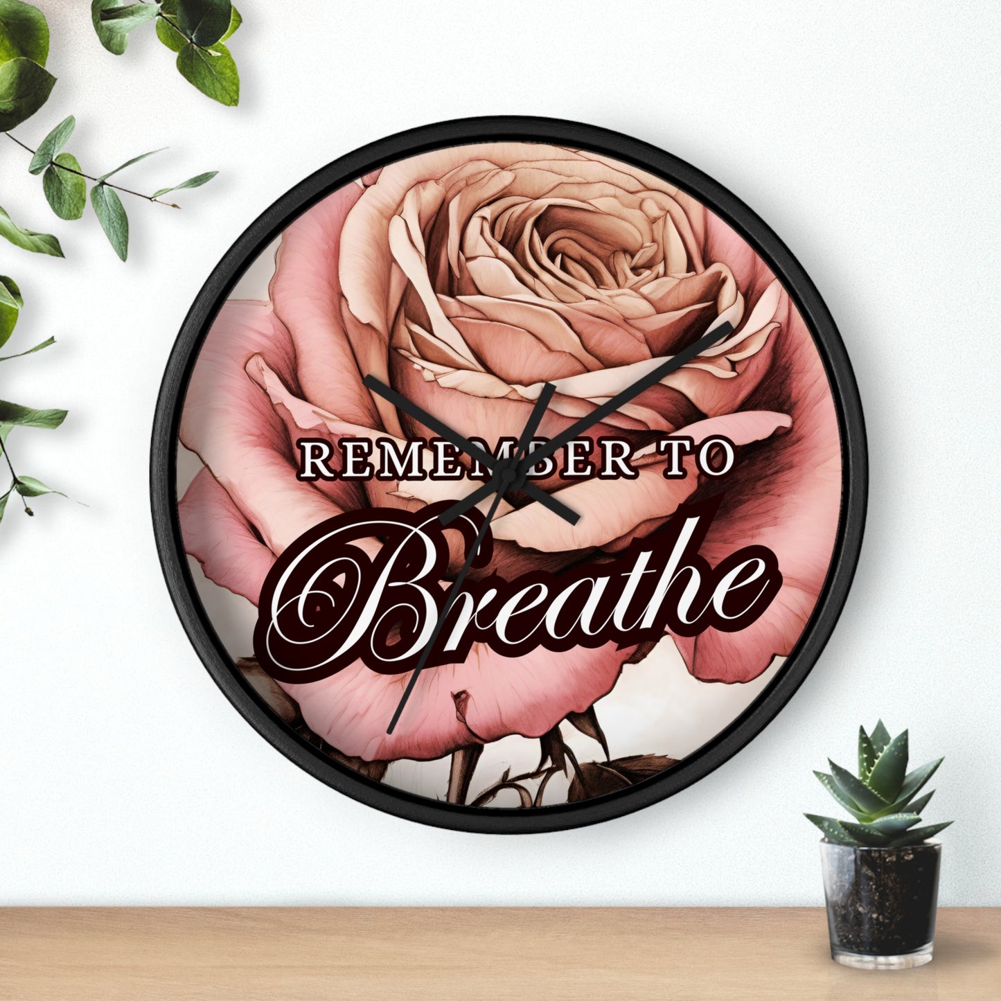 Beautiful REMEMBER TO BREATHE Wall Clock