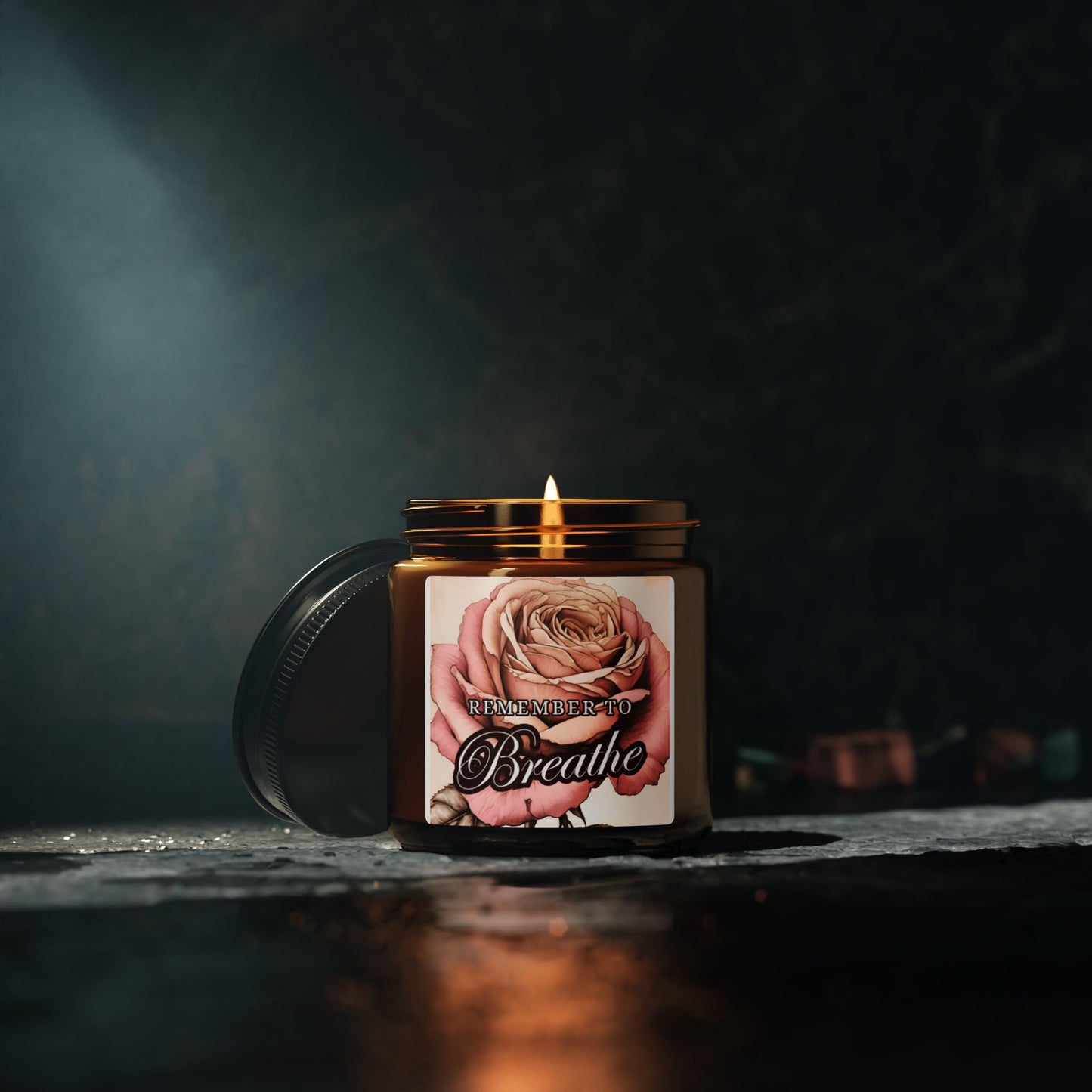 REMEMBER to BREATHE Scented Soy Candle (Multi-Size, Amber Jar)