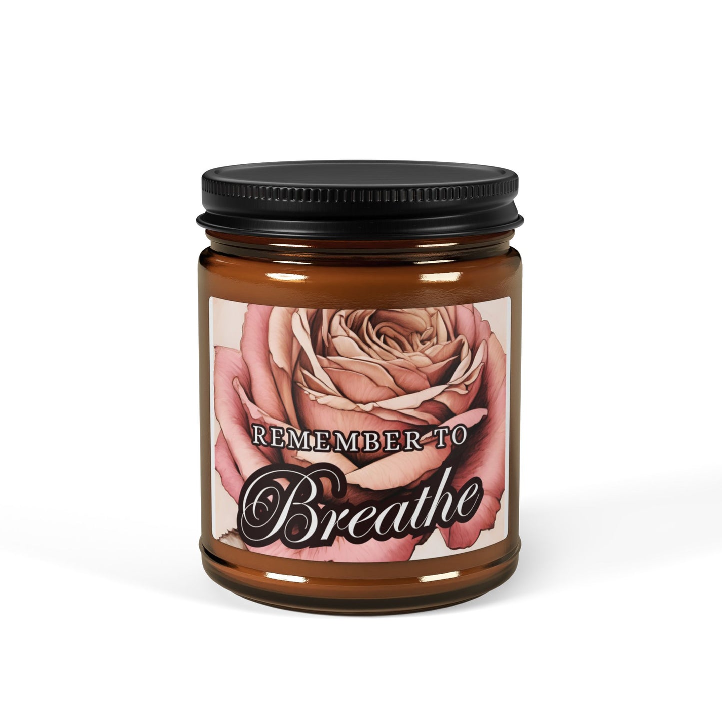 REMEMBER to BREATHE Scented Soy Candle (Multi-Size, Amber Jar)