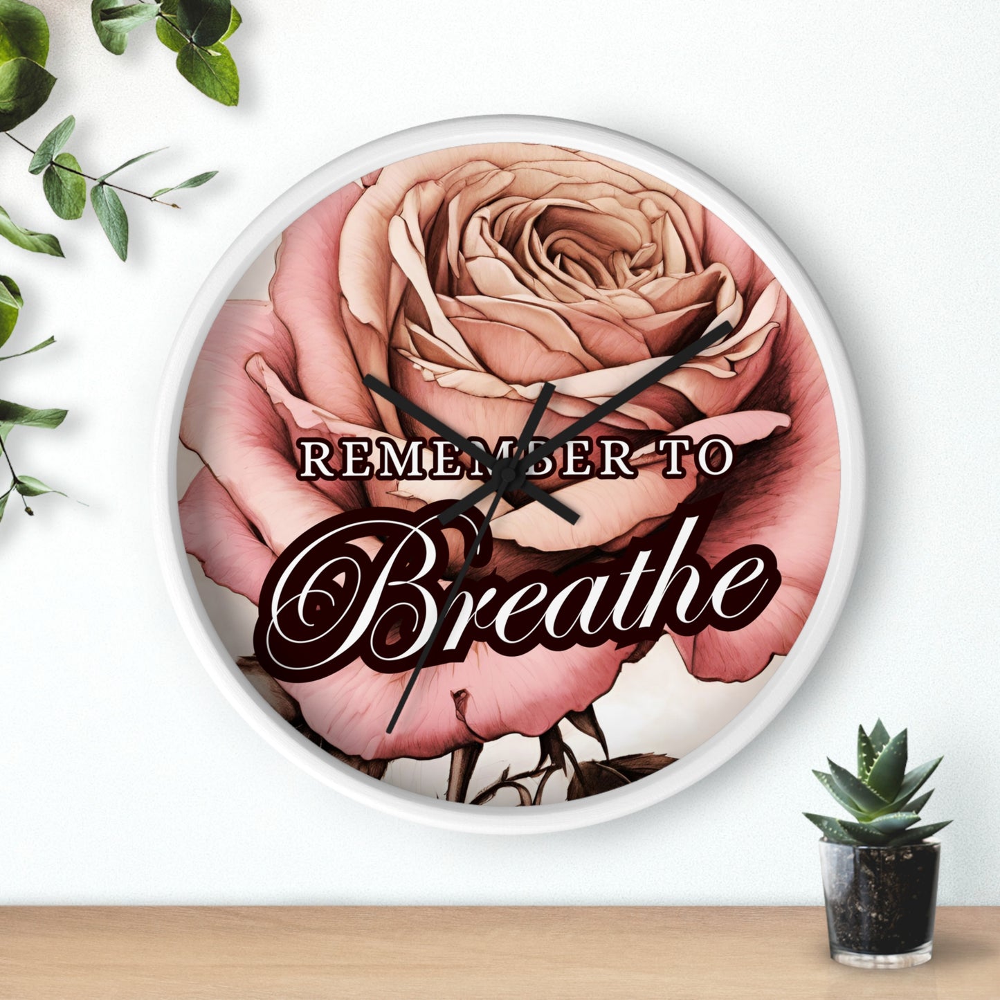 Beautiful REMEMBER TO BREATHE Wall Clock